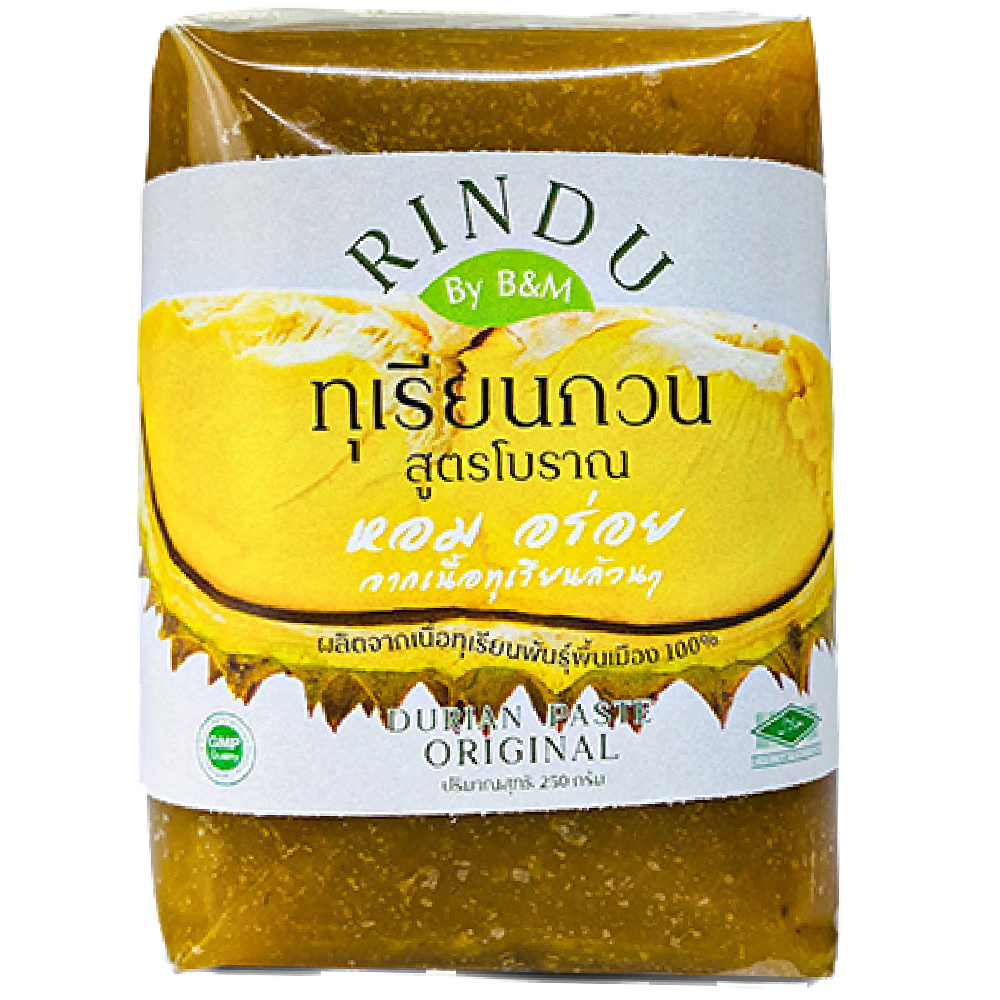 ทุเรียนกวนอัดแท่ง สูตรโบราณ ขนาด 250 กรัม ตรารินดู